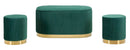 Panca con Contenitore e Sgabelli Shopy Verde Set 3 Pz 80x37x42 cm - Ø29x35 cm in Ferro e MDF e Spugna e Poliestere Verde e Oro      