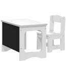 Set Tavolo e Sedia per Bambini 3-6 Anni con Piano Reversibile in Legno Bianco      