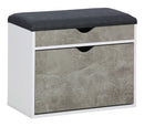 Scarpiera Panca con Scomparto e Cuscino 60x30x50 cm in Truciolare e Poliestere Grigio e Cemento