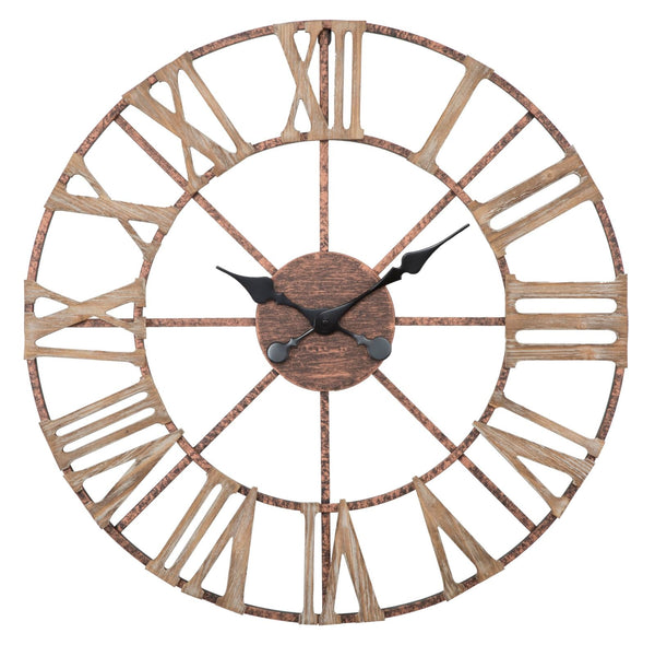 sconto Orologio da Muro Plus Ø71,5x4 cm in Ferro e MDF Marrone