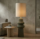 Lampada da Terra Harmony Ø35x112 cm in Ceramica e Ferro e Tessuto Verde      