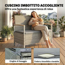 Panca Giardino 170L, 2 Posti Rattan con Cuscino, Grigio Chiaro      
