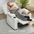 Poltrona Relax Elettrica 94x90x105 cm Reclinabile 150° con Poggiapiedi Funzione Memory Telecomando in Velluto Crema      