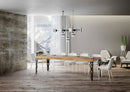 Tavolo Allungabile 200-304x90x77 cm Karamay Premium Quercia Natura Telaio Antracite 