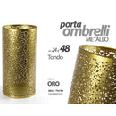 Portaombrelli Ø24x48 cm Design Moderno Rotondo Decorazione a Intarsi in Metallo Oro      