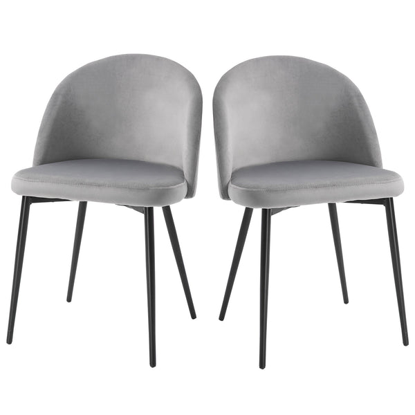 Set 2 Sedie Imbottite 49x50x77 cm in Velluto Grigio sconto