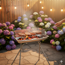 Barbecue a Carbone Ompagrill in Acciaio Alluminato Griglia di Cottura in Acciaio Cromato Resistente fino a 500° Area di Cottura 60x36 cm