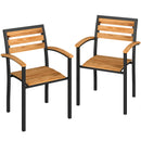 Set 2 Sedie Impilabili da Esterno 56x59x84 cm in Legno e Acciaio Colore Legno e Nero      