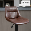 Set 2 Sgabelli da Bar Vintage 46,5x50x88-108 cm Seduta in Finta Pelle Marrone    