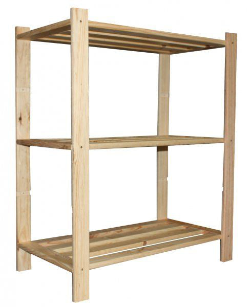 Scaffale 3 ripiani a doghe 70x30x94 cm in Legno di Pino Naturale sconto