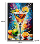 Stampa Decorata su Tela Laccata con Cornice Cocktail 62x3,5x92 cm in Abete e Tela e Plastica      