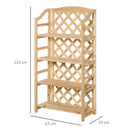 Portapiante Fioriera da Giardino 4 Ripiani 67x33x123 cm in Legno Naturale