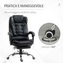 Sedia da Ufficio Regolabile Poltrona Girevole con Poggiapiedi Estraibile Nero 
