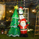 Babbo Natale Gonfiabile 170x115x243 cm con Pinguino e Pupazzo di Neve per Esterno 