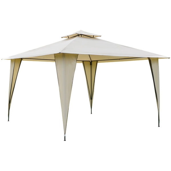 sconto Gazebo da Giardino 3,5x3,5x2,7m in Metallo Doppio Tettuccio Beige