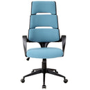 Sedia da Ufficio Presidenziale Ergonomica in Tessuto  Blu e Nero