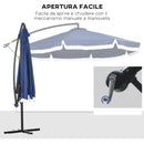 Ombrellone da Giardino Decentrato a 8 Stecche Ø295x260 cm in Acciaio e Poliestere Blu Scuro
