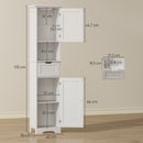 Mobile Colonna Bagno 40x30x170 cm con 2 Armadietti con Sensore Ripiano Aperto e Cassetto in Legno Bianco      