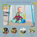 Altalena Bambini 3 in 1 Seduta Trasformabile Cintura di Sicurezza Età 9-36 Mesi da Interno ed Esterno Blu