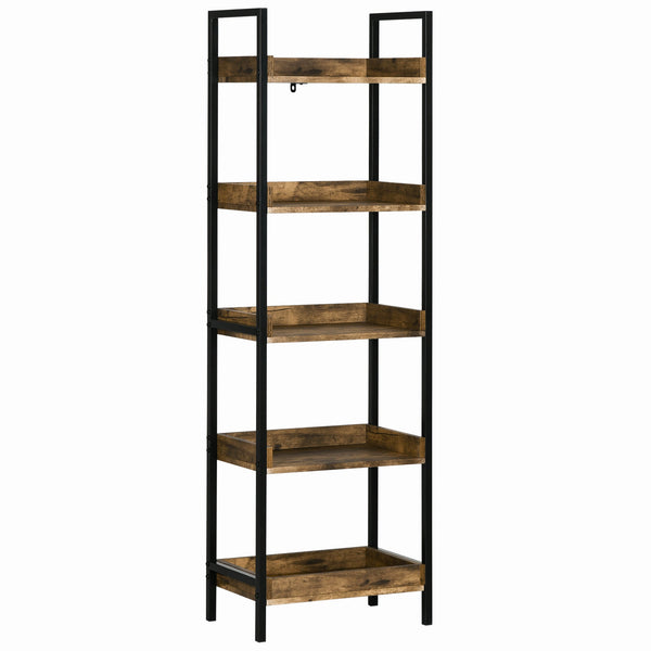 prezzo Libreria 5 Ripiani 48x30x155 cm in Legno e Metallo Marrone Rustico