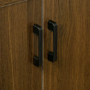 Armadietto 2 Ante 82x30x98 cm con Piano in Vetro Temperato Marrone e Nero