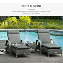 Set 2 Cuscini per Sdraio da Esterno 196x55x8 cm Imbottiti in Cotone con Cinghie Grigio Scuro      