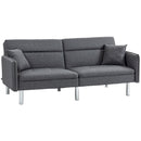 Divano Letto Singolo Clic Clac 189x91x84 cm Schienale Reclinabile e 2 Cuscini Grigio  