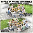Tavolo da Giardino Allungabile 110-170x90x75 cm per 6-8 Persone con Piano a Doghe in Alluminio Grigio Scuro      