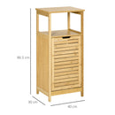 Mobiletto Bagno con Cesto Bucato 40x30x86,5 cm in MDF e Bambù Naturale