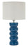 Lampada da Tavolo Torr Blu Ø25x46 cm in Ceramica e Ferro e Tessuto Blu e Bianco