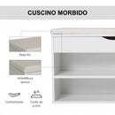 Panca Scarpiera 80x30x47 cm Salvaspazio con Sedile Imbottito Ribaltabile da Ingresso in Legno Bianco      