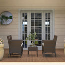 Set da Giardino 4 Pezzi con Divano 2 Sedie e Tavolino Basso con Piano in Vetro in Rattan Beige e Marrone    