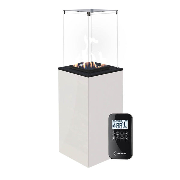 Stufa a Gas da Esterno 154,70x48,2x48,2cm Flig Gastonia Bianco Lucido con Telecomando e Vetri acquista