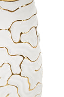 Vaso Lia Ø12x29,5 cm in Ceramica Bianco e Oro      