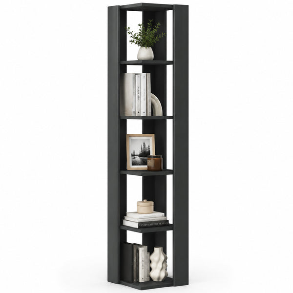 Libreria Angolare 34x34x161 cm Scaffale Salvaspazio 5 Ripiani in Legno Antracite acquista