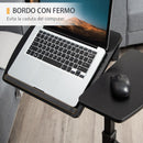 Tavolino Porta PC 58x34x72-90 cm con Ruote in Truciolato e Metallo Nero