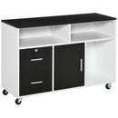Mobile Porta Stampante con Cassetti 100x35x65 cm in Legno Truciolare Nero e Bianco