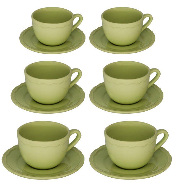 Set 6 Tazze da The con Piattino Ø9,5xh7 cm in Gres Porcellanato Juliet Verde Pastello online