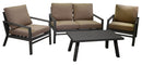 Set Salotto da Giardino Divano 2 Poltrone e Tavolino in Alluminio Cleveland Antracite e Marrone