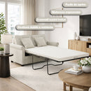 Divano Letto a 2 Posti 142,5x77x86 cm Cuscino Memory Ergonomico con Apertura Facile Beige