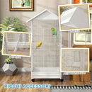Gabbia per Uccelli Voliera 79x65x155 cm con Ruote in Acciaio Bianco      