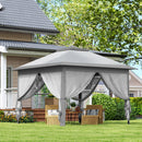 Gazebo da Esterno 330x330x280 cm Pieghevole ad Altezza Regolabile con Zanzariere Grigio      