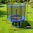 Trampolino da Giardino Ø183x200 cm con Rete di Protezione e Scala in Acciaio PP Blu      