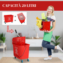 Carrello Pulizie 60x27x70,5 cm Lavapavimenti con Strizzatore in Plastica Rosso      