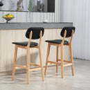 Set 2 Sgabelli da Bar con Schienale 42x47x92 cm Rivestimento Finta Pelle e Poggiapiedi Nero