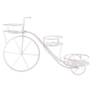 Portavasi 3 Ripiani Design a Bicicletta 78x25x48 cm in Ferro Battuto Bianco      