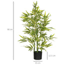 Pianta di Bambù Artificiale Alta 90 cm da 504 Foglie con Vaso in Cemento Ø15x12.5 cm in PEVA e PP Verde      