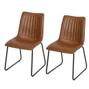 Set 2 Sedie Imbottite in Similpelle  Marrone Chiaro