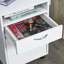 Cassettiera Portadocumenti da Ufficio in Legno con 2 Cassetti e Ruote Bianco 40x35x60 cm 