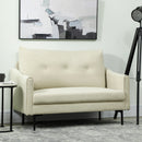 Divano 2 Posti Design Moderno 124x73x92 cm Schienale Trapuntato a Bottoni e Rivestimento in Velluto Crema   